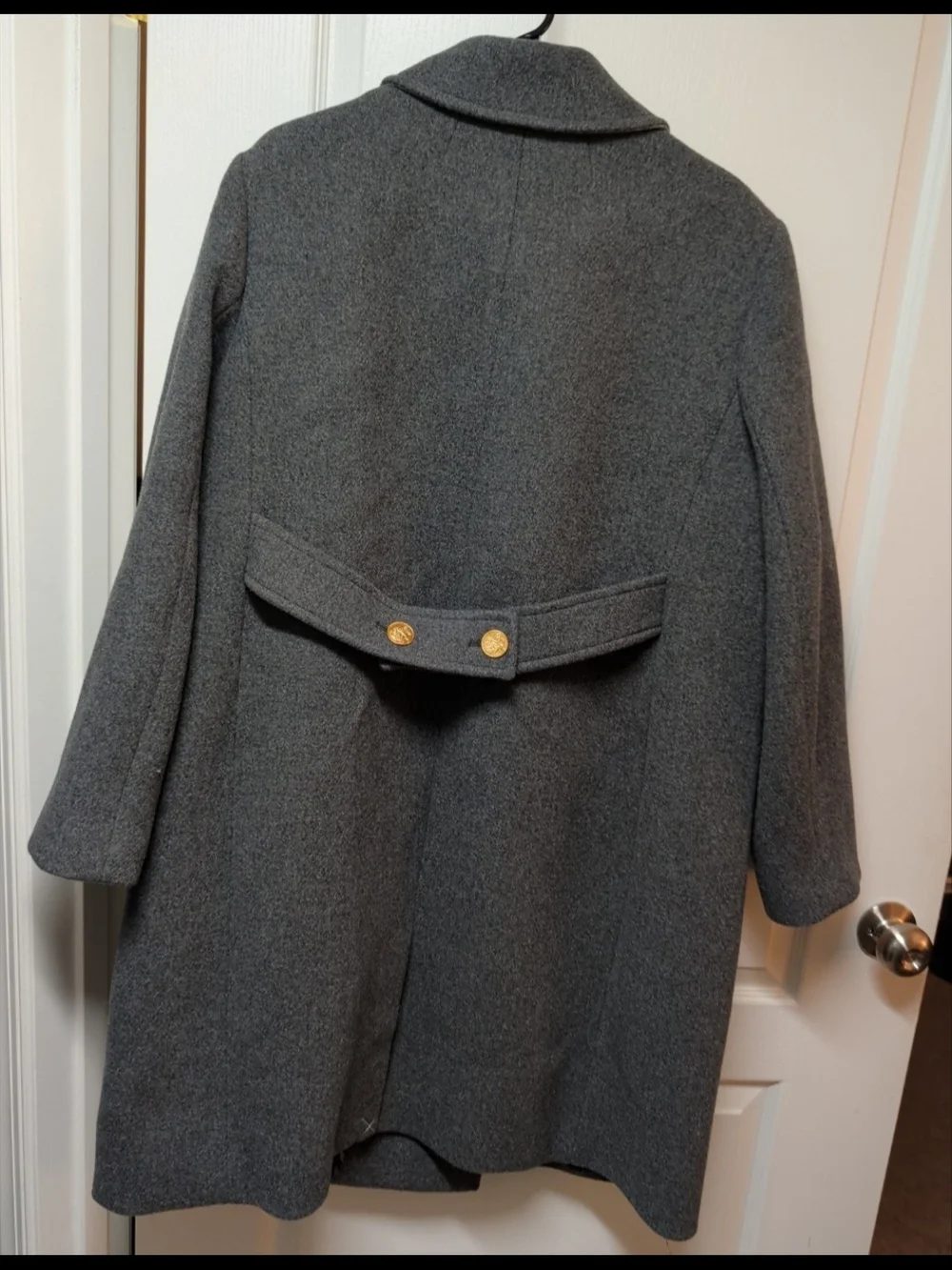 J. Crew Gray Double-Breasted Wool Pea Coat with Gold Buttons - Picture 4 of 5